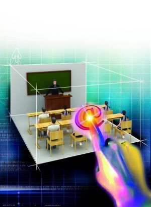 在通訊產(chǎn)業(yè)飛速發(fā)展下，在線教育成為培訓(xùn)業(yè)發(fā)展的新契機(jī)，這種借助網(wǎng)絡(luò)隨時(shí)隨地學(xué)習(xí)的方式越來(lái)越被認(rèn)可。新京報(bào)插圖/許英劍 郭宇